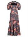 Платье Lela Rose с цветочным узором из стрейчевого хлопка, с квадратным вырезом и объемными рукавами 11020428
