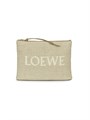 Loewe Сумочка с логотипом из льна и хлопка, прямоугольная, с ремешком на запястье и двумя карманами 11008919