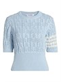 Женский хлопковый свитер Thom Browne с короткими рукавами, узором ',Pointelle', и боковой застежкой на пуговицы 11011809