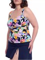Модный топ танкини с цветочным принтом Gottex Plus с двойной подкладкой и регулируемыми бретелями 10041180