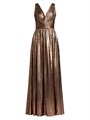 Элегантное вечернее платье Zac Posen из металлизированного георгета с драпировкой и V-образным вырезом 11015362