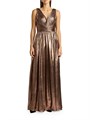 Элегантное вечернее платье Zac Posen из металлизированного георгета с драпировкой и V-образным вырезом 11015362