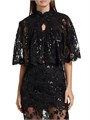 Alice + Olivia Aurelia Embellished Lace Mini Capelet 11019264