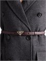 Prada Ремень из кожи сафьяно с металлической пряжкой в виде треугольника, 100% телячья кожа 11021002