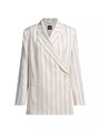 Пиджак Boss из льняного микса с расслабленным силуэтом и полосками, длина спины 74 см 10043144