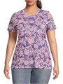 Johnny Was Футболка Plus Florentina из мягкого сетчатого трикотажа с цветочным узором и классическим круглым вырезом 11030397