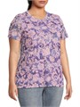 Johnny Was Футболка Plus Florentina из мягкого сетчатого трикотажа с цветочным узором и классическим круглым вырезом 11030397