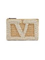 Valentino Garavani Сумка-косметичка Viva Superstar из синтетической раффии с молнией и тремя отделениями для карт 11013084