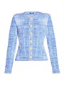 Джинсовый кардиган Trompe L',oeil с кнопками спереди от Balmain, выполненный из 76% вискозы, с круглым вырезом и длинными рукавами 11025654