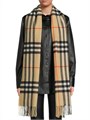 Burberry Шарф из 100% кашемира с крупным клетчатым узором и бахромой, размер 52 см x 200 см 11022483