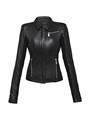 As By Df Кожаная куртка Mrs. Smith с контрастными трикотажными вставками и молнией, создающая уверенный силуэт 11024914