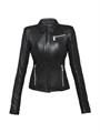 As By Df Кожаная куртка Mrs. Smith с контрастными трикотажными вставками и молнией, создающая уверенный силуэт 11024914