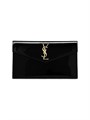 Saint Laurent Клатч-кошелек из лакированной кожи с фирменной отделкой Cassandre, размеры 27x16x2 см 11024982