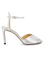 Сандалии Sacora 85MM из металлизированной кожи с открытым носком и пряжкой от Jimmy Choo 11022658