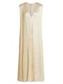 Jason Wu Сатиновое платье-трапеция с плиссировкой и лазерной перфорацией от Джейсона Ву, V-образным вырезом и без рукавов 11027279