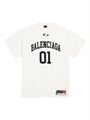 Хлопковая футболка Balenciaga в винтажном стиле с вышивкой в виде баскетбольных арт-работ, производство Португалия 11008748