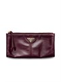 Prada Кожаная косметичка из мягкого телячьего материала с молнией и двумя слотами для карт, размер 20x10 см 11028115