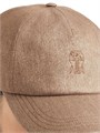 Brunello Cucinelli Бейсболка из льна и мериносовой шерсти с вышитым логотипом, усиленным козырьком и регулируемым кожаным ремешком 11016141