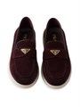 Женские замшевые мокасины Prada с кожаным верхом и резиновой подошвой 25 мм 11019512