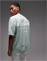 Футболка AllSaints Underground с круглым вырезом и принтом, свободного кроя, минерального зелёного цвета 10041153