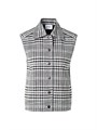 Жилет без рукавов Akris punto из клетчатой смеси хлопка и акрила с воротником Kent и застежкой на кнопках 11030601