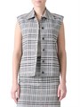 Жилет без рукавов Akris punto из клетчатой смеси хлопка и акрила с воротником Kent и застежкой на кнопках 11030601