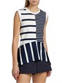 Мягкий хлопковый джерси топ без рукавов с вертикальными полосками от Tanya Taylor Chantel 10042753