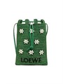 Loewe Сумка на плечо из рафии с цветочными бусинами и стягивающей веревкой, размер 16 см х 21 см 11009588