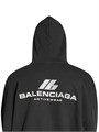 Унисекс оверсайз флисовое худи Balenciaga с капюшоном без шнурка и карманом-кенгуру 11016763