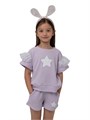 Кофта с рюшами и шорты для девочек из вафельного хлопка Petite Hailey с блестящими нашивками, 100% хлопок 11023914