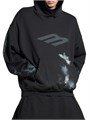 Унисекс худи средней плотности Balenciaga 3B Stencil из флиса с карманом-кенгуру и эффектом поношенности 11016778