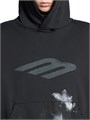 Унисекс худи средней плотности Balenciaga 3B Stencil из флиса с карманом-кенгуру и эффектом поношенности 11016778