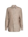 Kiton Льняная рубашка в полоску Bengal с расклешенным воротником и длинными рукавами, производство Италия 11019026