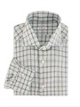 Рубашка в клетку из итальянской льняной смеси Kiton с отложным воротником и длинными рукавами 11019050