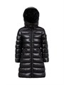 Длинный пуховик из нейлона с утеплителем для девочек Moncler Moka, с капюшоном и карманами на молнии 11016138
