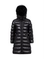 Длинный пуховик из нейлона с утеплителем для девочек Moncler Moka, с капюшоном и карманами на молнии 11016138