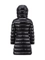 Длинный пуховик из нейлона с утеплителем для девочек Moncler Moka, с капюшоном и карманами на молнии 11016138