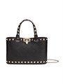 Valentino Garavani Мини-сумка Rockstud из зернистой телячьей кожи с ручками и съемной цепочкой, размеры 18,5х12,5х5,5 см 11012069