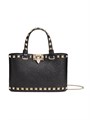 Valentino Garavani Мини-сумка Rockstud из зернистой телячьей кожи с ручками и съемной цепочкой, размеры 18,5х12,5х5,5 см 11012069