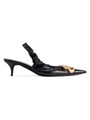 Туфли из нубука Balenciaga Monaco Slingback с острым носком и золотым логотипом, каблук 50 мм 11028756