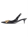 Туфли из нубука Balenciaga Monaco Slingback с острым носком и золотым логотипом, каблук 50 мм 11028756