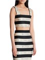 Кроп-топ с логотипом и полосками от Balmain, с прямоугольным вырезом и застёжкой на молнии, 100% полиэстер 11025644
