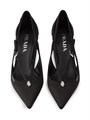 Сатиновые туфли Prada Cut-Out с украшением из камней и каблуком 55 мм 11019617