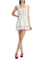 Вышитое хлопковое мини-платье Damson Madder Amaya с квадратным вырезом и кружевной отделкой 10042836