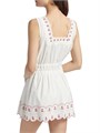 Вышитое хлопковое мини-платье Damson Madder Amaya с квадратным вырезом и кружевной отделкой 10042836