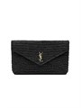 Saint Laurent Объемный конверт из натуральной рафии с декором Cassandre и бронзовой фурнитурой (29,5 x 18 x 4,5 см) 11016089