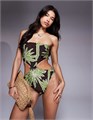 Бикини-низ ASOS DESIGN Vida с декоративными элементами и принтом пальм 11012774