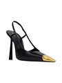 Saint Laurent Туфли на каблуке Jeanne Slingback из гладкой кожи с металлическим носком и высотой каблука 11 см 11018126
