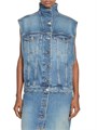 Денимовый жилет Trucker от Alaia с воротником-стойкой из смеси хлопка и полиуретана, произведен в Италии 11025561