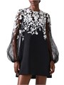 Мини-платье Carolina Herrera с вышивкой и длинными рукавами, прямая юбка, 92% полиэстер 11016984